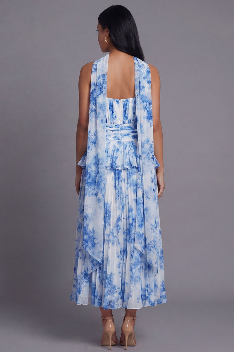 Load image into Gallery viewer, Dusty Sage A Line Maxi Ruffled Formal Dress with Pleats