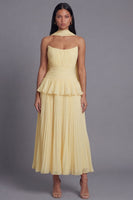 Load image into Gallery viewer, Dusty Sage A Line Maxi Ruffled Formal Dress with Pleats