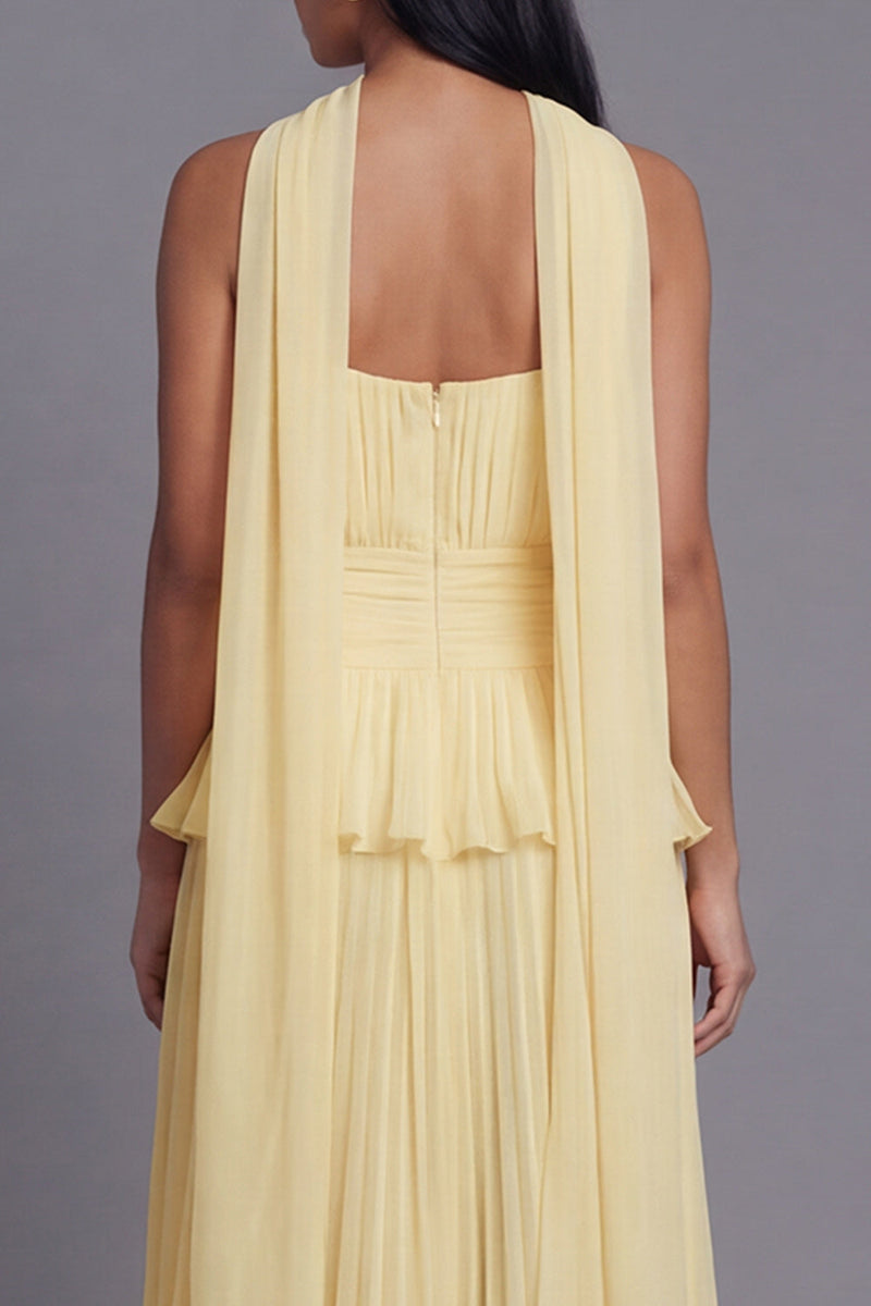 Load image into Gallery viewer, Dusty Sage A Line Maxi Ruffled Formal Dress with Pleats