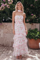 Load image into Gallery viewer, Mermaid Yellow Floral Strapless Maxi Formal Dress with Ruffles