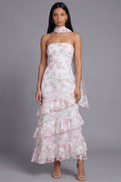 Load image into Gallery viewer, Mermaid Yellow Floral Strapless Maxi Formal Dress with Ruffles