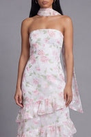 Load image into Gallery viewer, Mermaid Yellow Floral Strapless Maxi Formal Dress with Ruffles