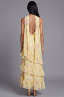 Load image into Gallery viewer, Mermaid Yellow Floral Strapless Maxi Formal Dress with Ruffles