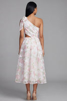 Load image into Gallery viewer, White Pink Floral A Line Maxi Formal Dress with Bow
