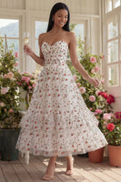 Load image into Gallery viewer, Champagne Floral Ruched A Line Maxi Formal Dress with Ruffles