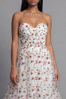 Load image into Gallery viewer, Champagne Floral Ruched A Line Maxi Formal Dress with Ruffles
