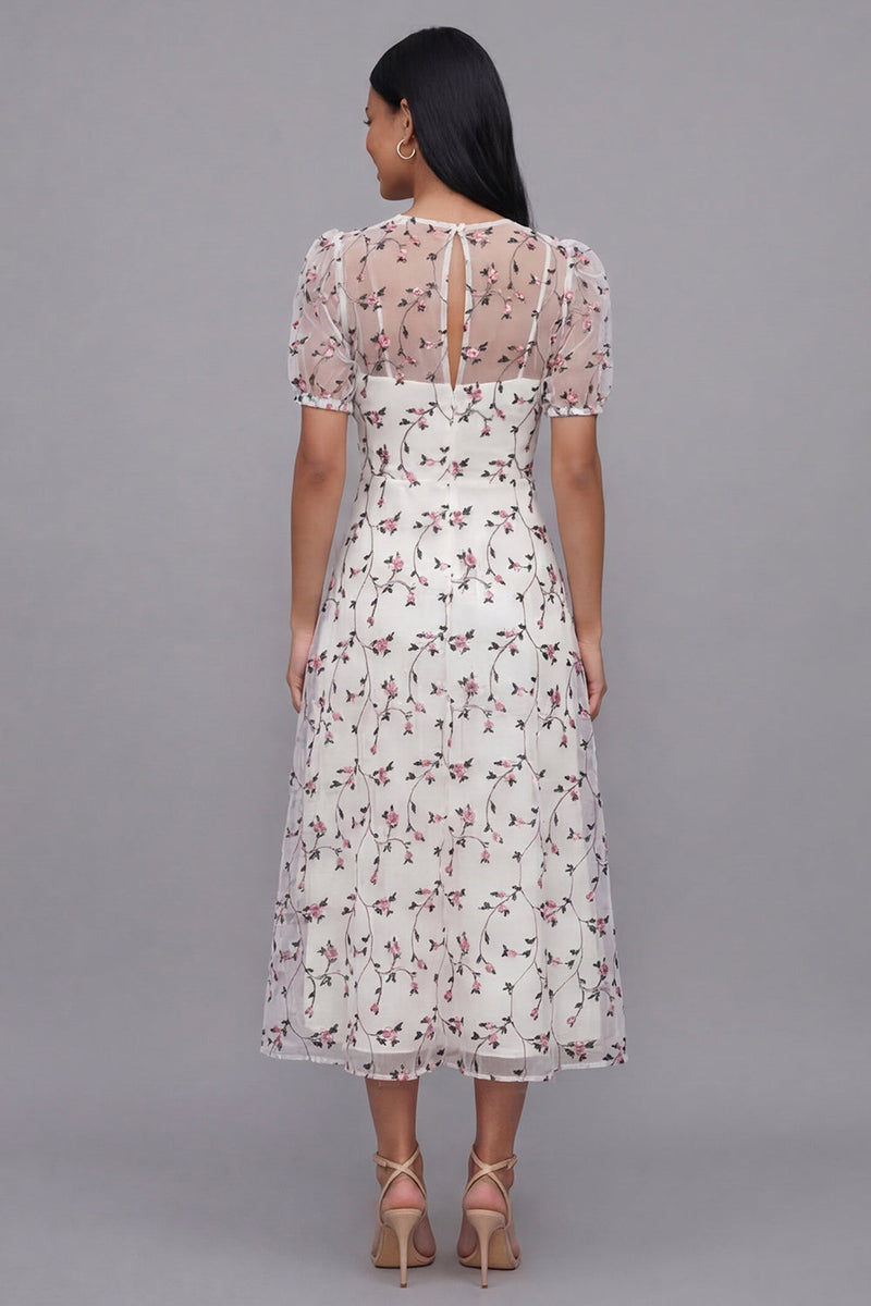 Load image into Gallery viewer, White Red Flower Floral V-Neck Maxi A Line Formal Dress