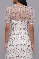 Load image into Gallery viewer, White Red Flower Floral V-Neck Maxi A Line Formal Dress