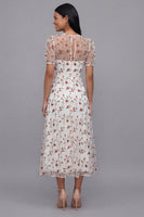 Load image into Gallery viewer, White Red Flower Floral V-Neck Maxi A Line Formal Dress