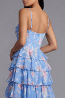 Load image into Gallery viewer, Blue Beach Corset Floral Maxi A Line Formal Dress with Ruffles