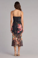 Load image into Gallery viewer, Black Floral Spaghetti Straps Maxi Bodycon Formal Dress
