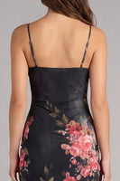 Load image into Gallery viewer, Black Floral Spaghetti Straps Maxi Bodycon Formal Dress