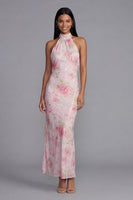 Load image into Gallery viewer, Sparkly Pink Flower Sequin Maxi Sheath Floral Formal Dress