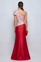 Load image into Gallery viewer, Pink and Red Mermaid Patchwork Long Formal Dress with Slit