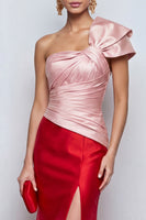 Load image into Gallery viewer, Pink and Red Mermaid Patchwork Long Formal Dress with Slit