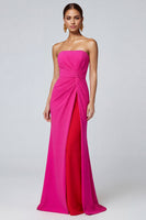 Load image into Gallery viewer, Fuchsia and Red Patchwork Strapless Mermaid Long Formal Dress