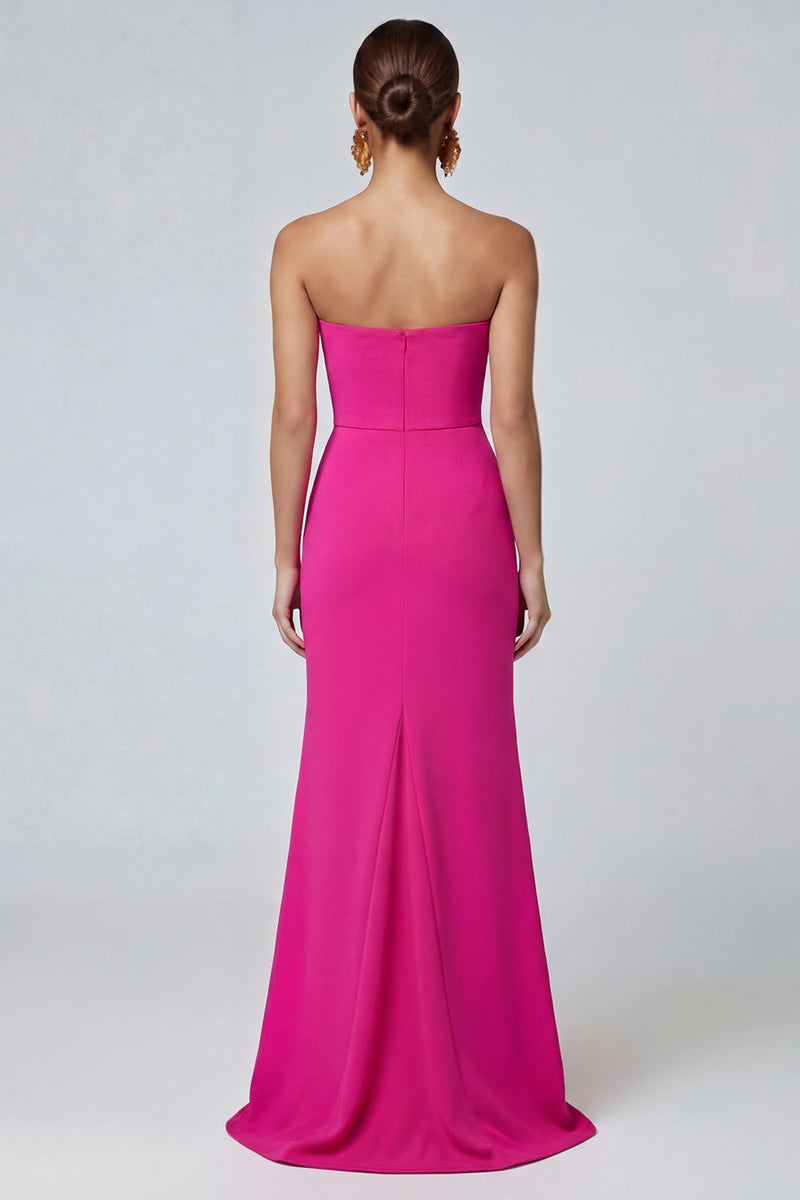 Load image into Gallery viewer, Fuchsia and Red Patchwork Strapless Mermaid Long Formal Dress