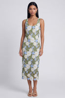 Load image into Gallery viewer, Green Scoop Floral Sheath Long Formal Dress