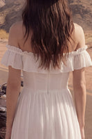 Load image into Gallery viewer, Ivory A Line High-Low Beach Bridal Dress with Ruffles
