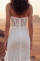 Load image into Gallery viewer, Ivory Floral Strapless Sheath Long Boho Wedding Dress with Ruffles