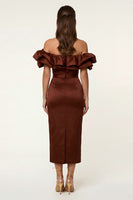 Load image into Gallery viewer, Black Bodycon Off the Shoulder Maxi Formal Dress with Ruffles