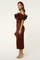 Load image into Gallery viewer, Black Bodycon Off the Shoulder Maxi Formal Dress with Ruffles