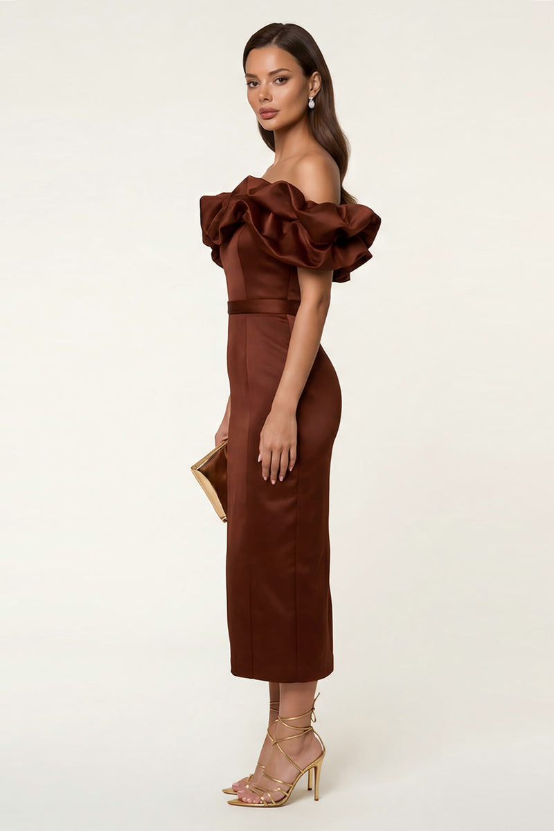 Load image into Gallery viewer, Black Bodycon Off the Shoulder Maxi Formal Dress with Ruffles