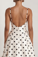 Load image into Gallery viewer, Black and White Polka Dots Ruched A Line Long Formal Dress