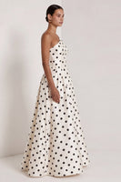 Load image into Gallery viewer, Black and White One Shoulder Polka Dots Long A Line Formal Dress