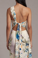 Load image into Gallery viewer, Black Sheath Floral Maxi Ruched Formal Dress