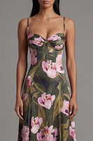 Load image into Gallery viewer, Olive Spaghetti Straps A Line Floral Maxi Formal Dress