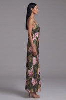 Load image into Gallery viewer, Olive Sheath Floral Maxi Square Neck Formal Dress