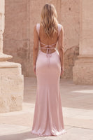 Load image into Gallery viewer, Pink Square Neck Long Mermaid Formal Dress