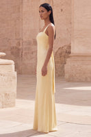 Load image into Gallery viewer, Yellow Square Neck Sheath Long Formal Dress