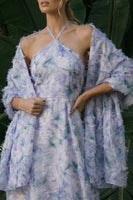 Load image into Gallery viewer, Light Purple Backless Floral Halter A Line Long Formal Dress