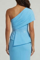 Load image into Gallery viewer, Sky Blue Mermaid Beaded Long Formal Dress with Slit