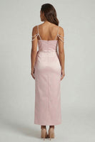 Load image into Gallery viewer, Blush Beaded Sheath Long Formal Dress with Bow
