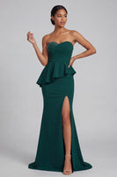 Load image into Gallery viewer, Dark Green Long Mermaid Beaded Formal Dress with Ruffles