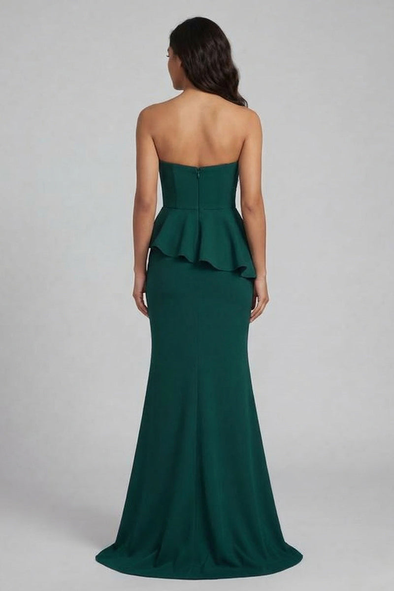 Load image into Gallery viewer, Dark Green Long Mermaid Beaded Formal Dress with Ruffles