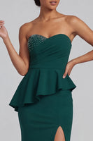 Load image into Gallery viewer, Dark Green Long Mermaid Beaded Formal Dress with Ruffles