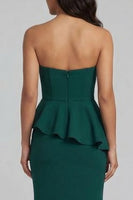 Load image into Gallery viewer, Dark Green Long Mermaid Beaded Formal Dress with Ruffles