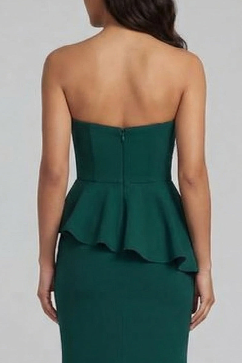 Load image into Gallery viewer, Dark Green Long Mermaid Beaded Formal Dress with Ruffles