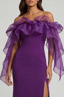 Load image into Gallery viewer, Purple Sheath Long Formal Dress with Ruffles