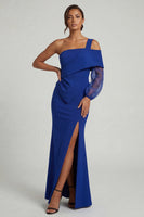Load image into Gallery viewer, Royal Blue Mermaid One Shoulder Long Formal Dress with Slit