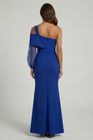 Load image into Gallery viewer, Royal Blue Mermaid One Shoulder Long Formal Dress with Slit