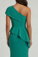 Load image into Gallery viewer, Dark Green Mermaid Long One Shoulder Formal Dress with Ruffles