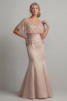 Load image into Gallery viewer, Sparkly Champagne Ruched Sequin Mermaid Long Mother of the Bride Dress
