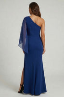 Load image into Gallery viewer, Dark Blue Mermaid Long Formal Dress with Slit
