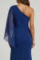 Load image into Gallery viewer, Dark Blue Mermaid Long Formal Dress with Slit