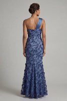 Load image into Gallery viewer, Navy Mermaid Floral Long Formal Dress